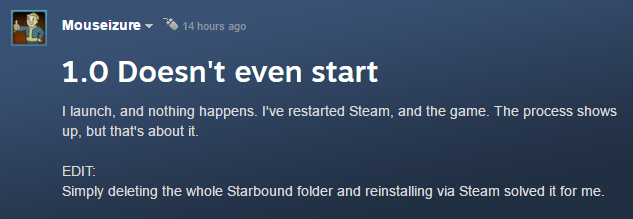 starbound not launching through steam