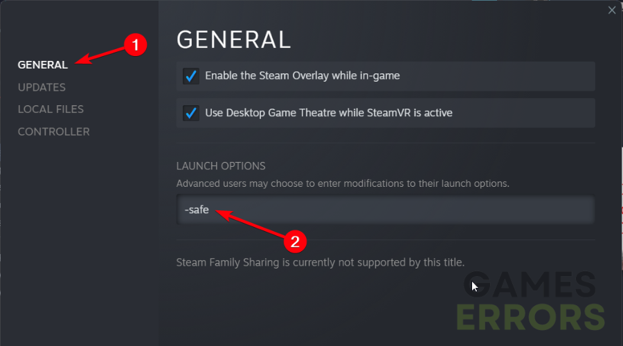 In the General tab, go to the Launch option bar