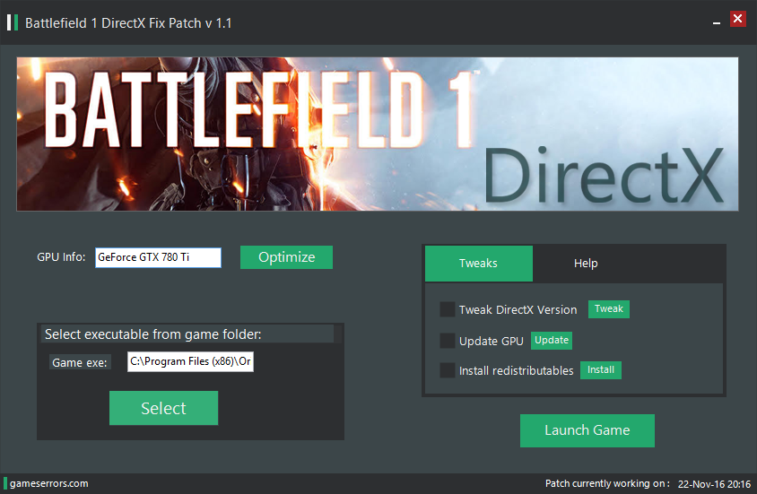 battlefield 1 direct x error