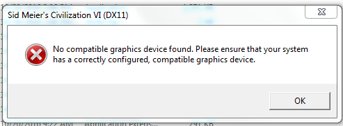 No compatible graphics device found civilization 6 как исправить