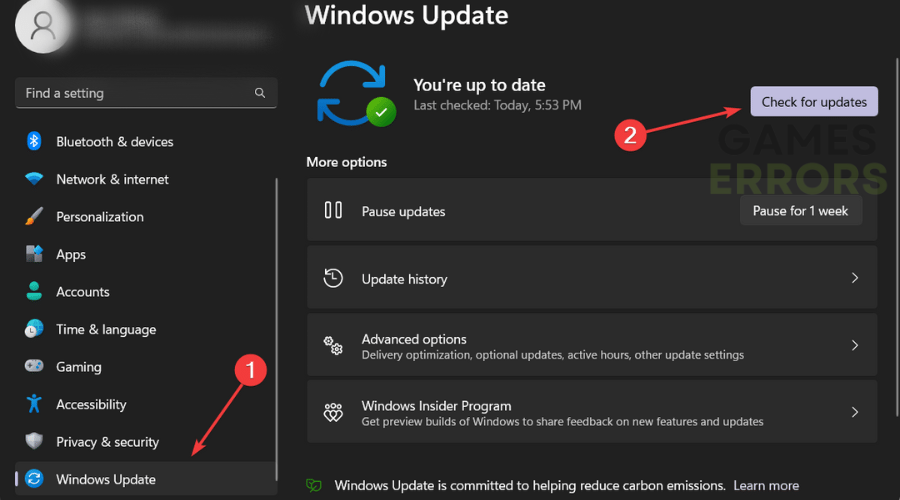 Windows update tab, then click on Search for updates