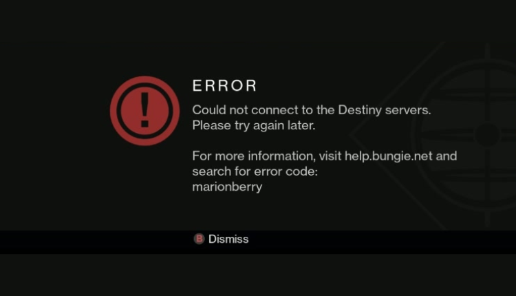 marionberry destiny 2 error code