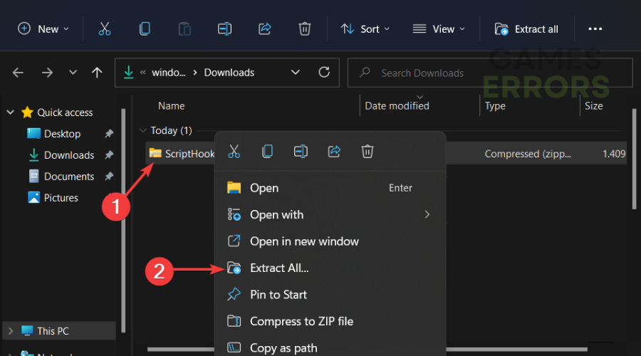 open File Explorer, and extract the downloaded zip