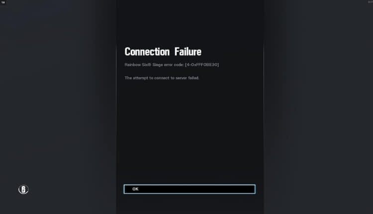 rainbow six siege connection error message