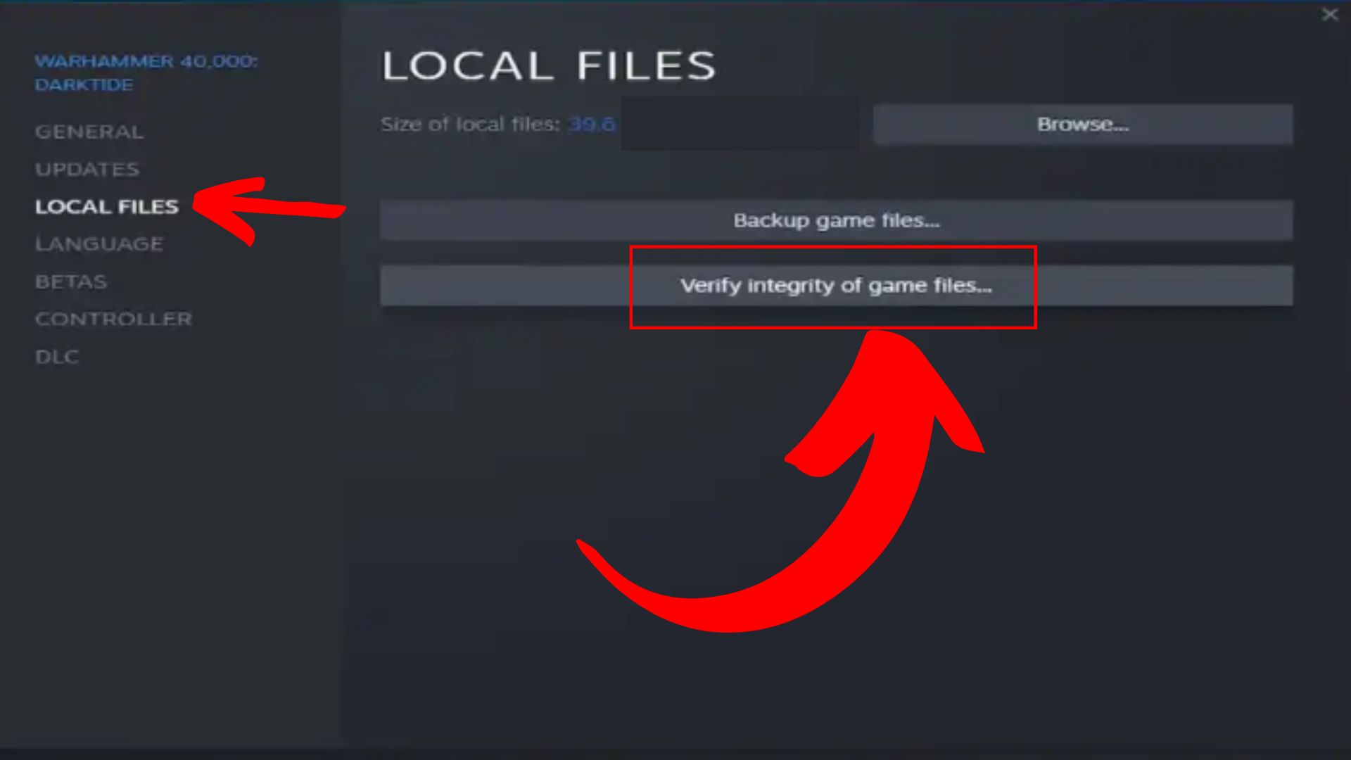 fix corrupted game files to fix warhammer 40k crashing on pc
