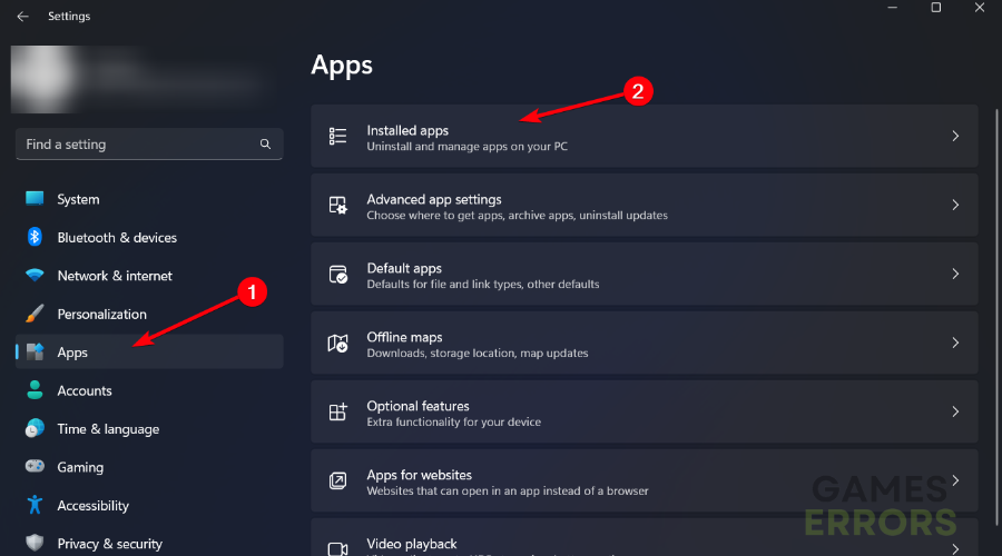 click installed apps