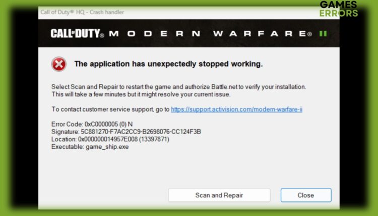 fix game_ship.exe error mw2