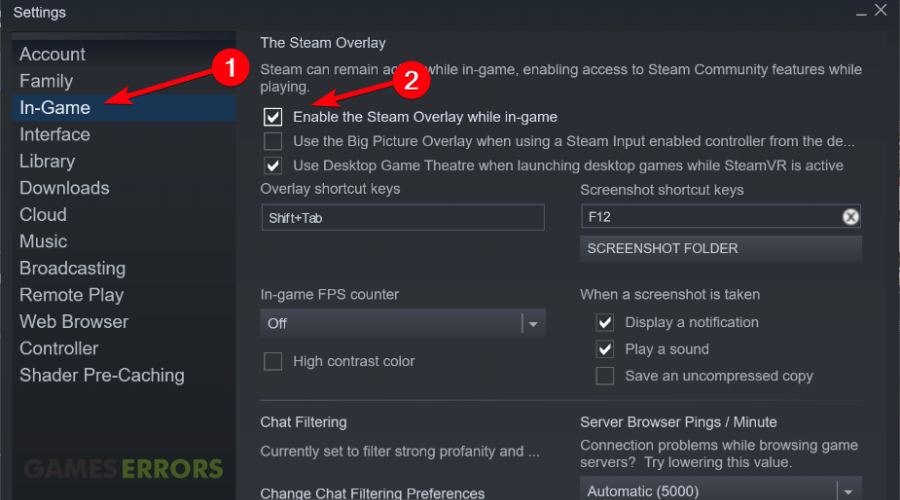 Uncheck the Enable the Steam Overlay