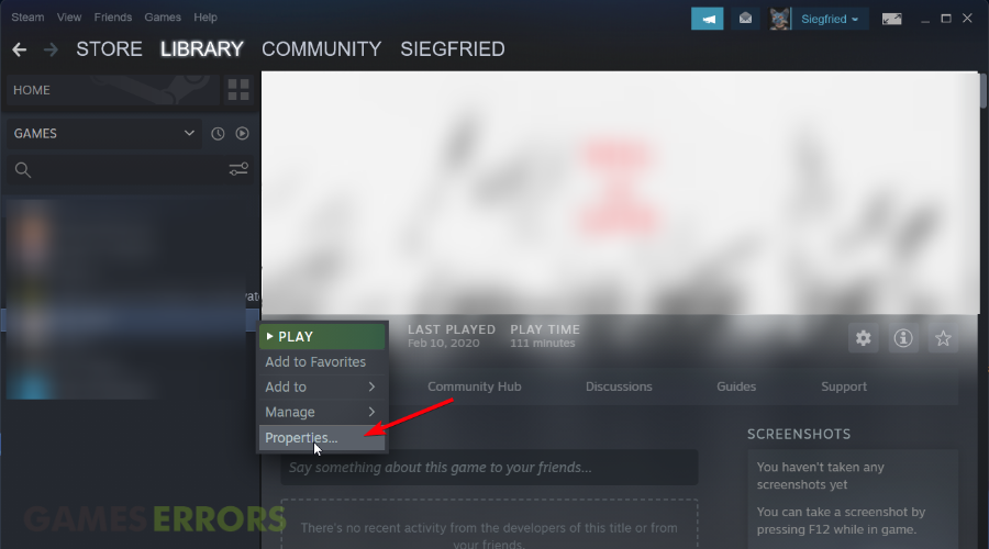 Steam Library Property Settings