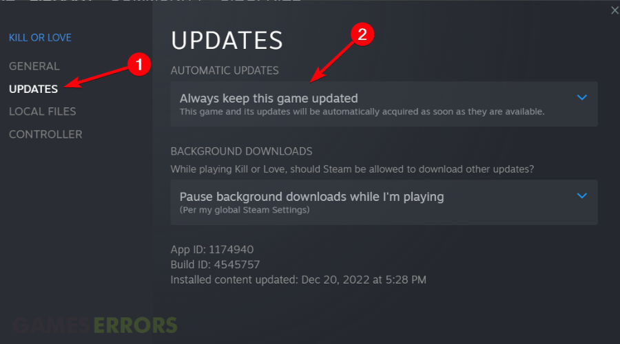 Go to the Updates tab