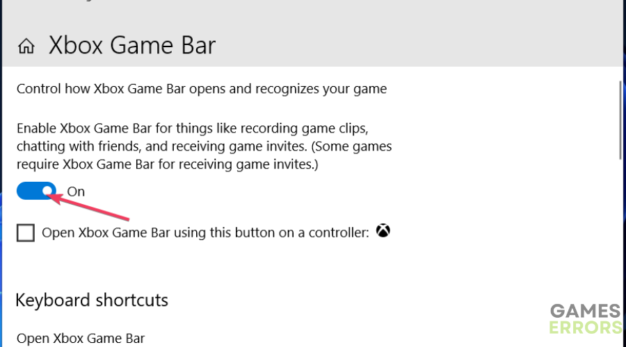Enable Xbox Game Bar option stuttering in games