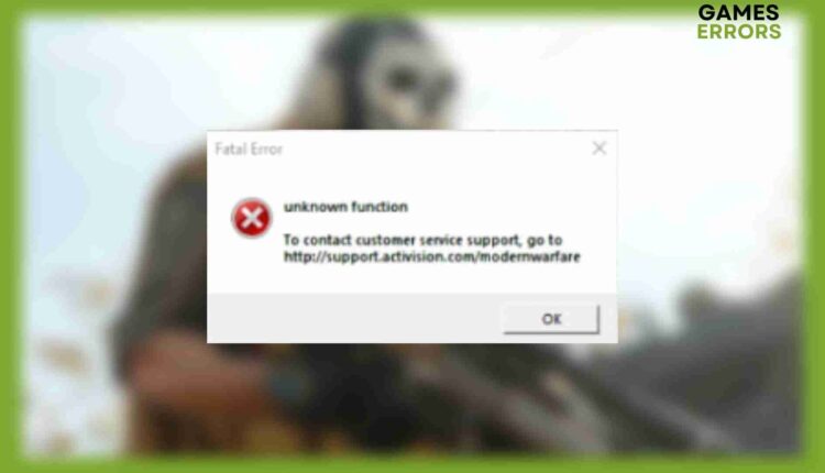 fix CoD Warzone Fatal Error Unknown Function