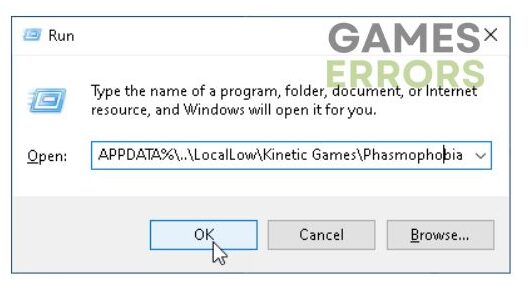 Phasmophobia Run Dialog Delete Corupted Files