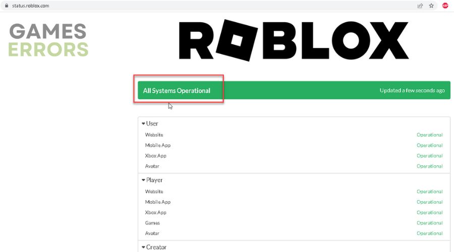 Roblox Game Status