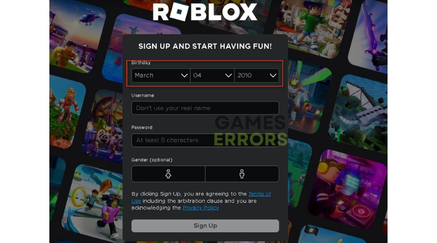 Roblox create account