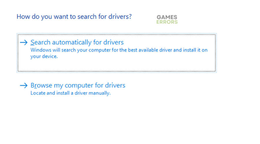 Search automatically for drivers