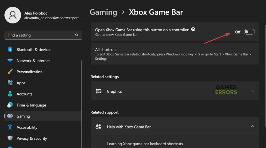Disable Xbox game bar