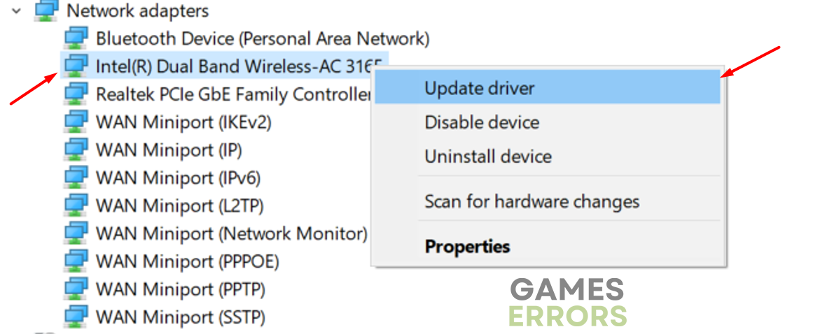 Update Network Driver Option