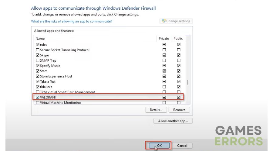 Valorant firewall settings 2