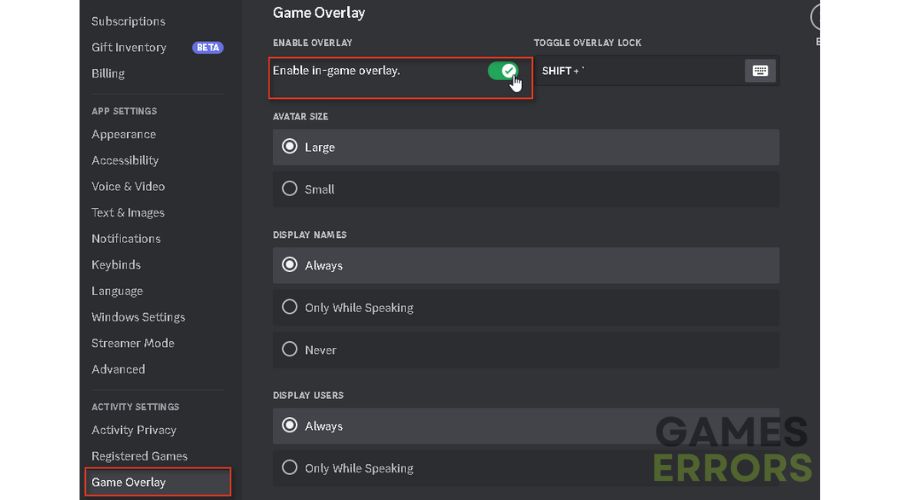 Low Client FPS Error in Valorant - Discord Game Overlay