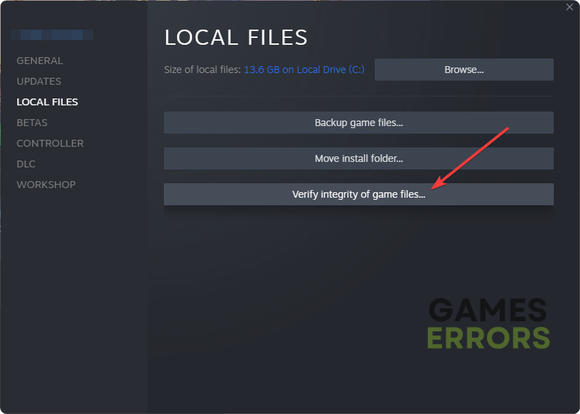 clicking verify integrity of game files steam