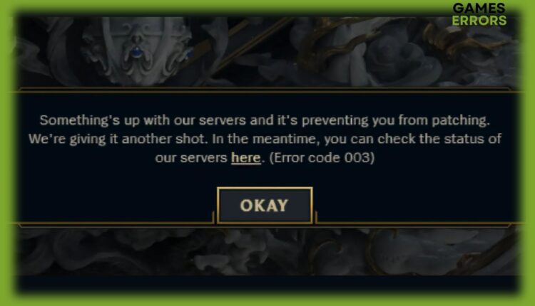 Fix League of Legends error code 003