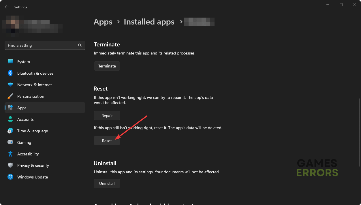 resetting app windows 11 settings