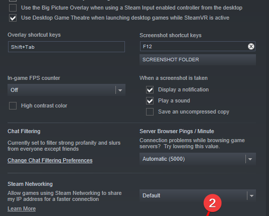 deselect Enable the Steam Overlay while in-game