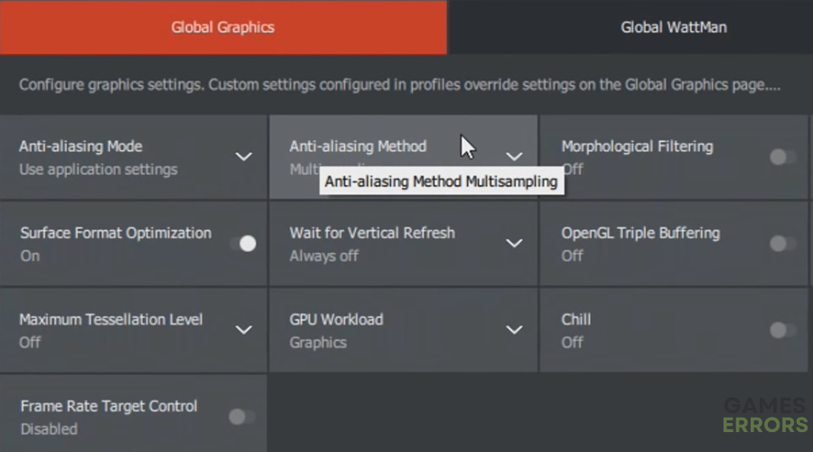 GPU Workload option low gpu usage in games