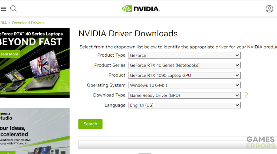 NVIDIA graphics driver download page low gpu usage in games
