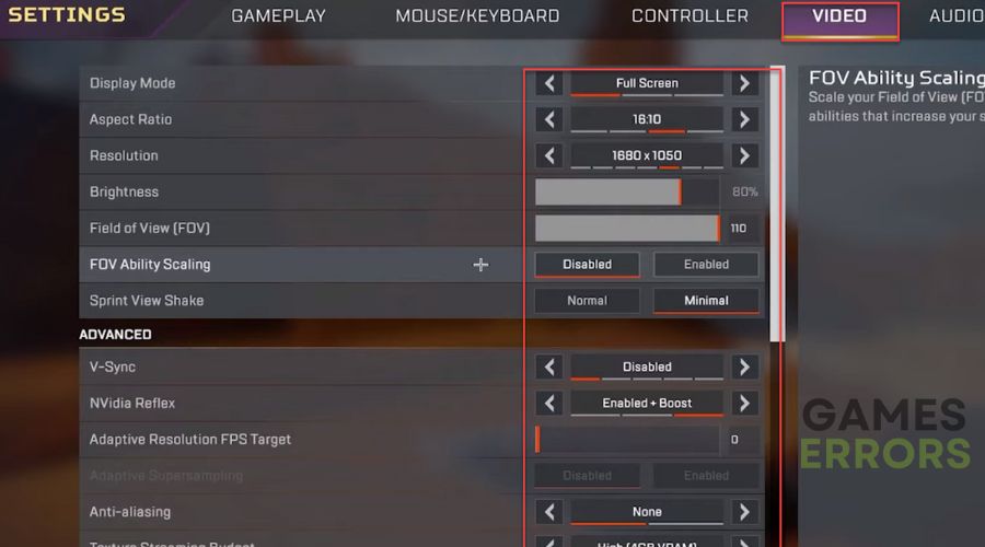 Apex Legends Video Settings