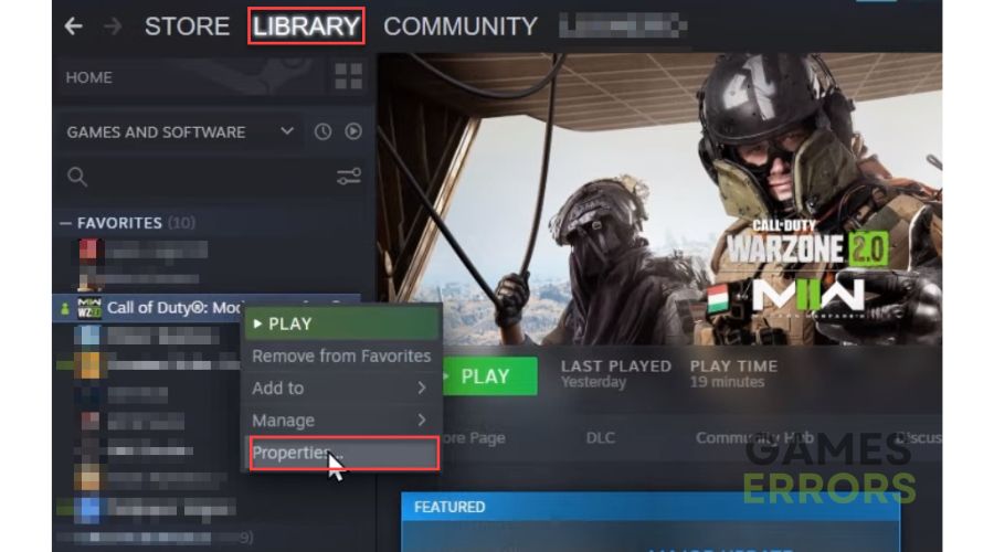 Call of Duty Modern Warfare Steam Library