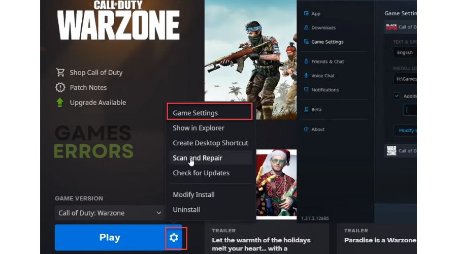 Call of Duty Warzone Game Settings