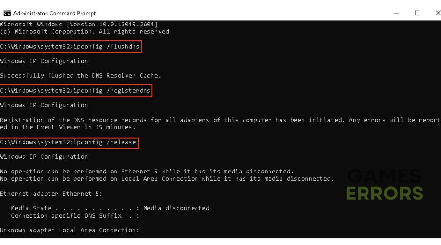 Among Us error connection to the game server - Flush DNS