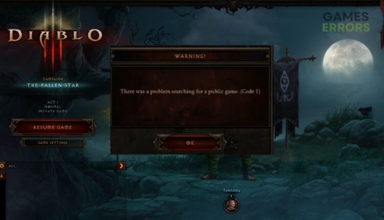 Diablo 3 Error Code 1