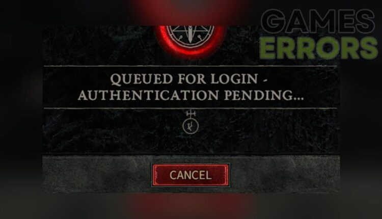Diablo 4 queued for login authentication pending” error