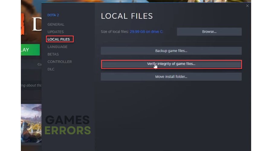 Dota 2 is stuck on the loading screen -  verify game files