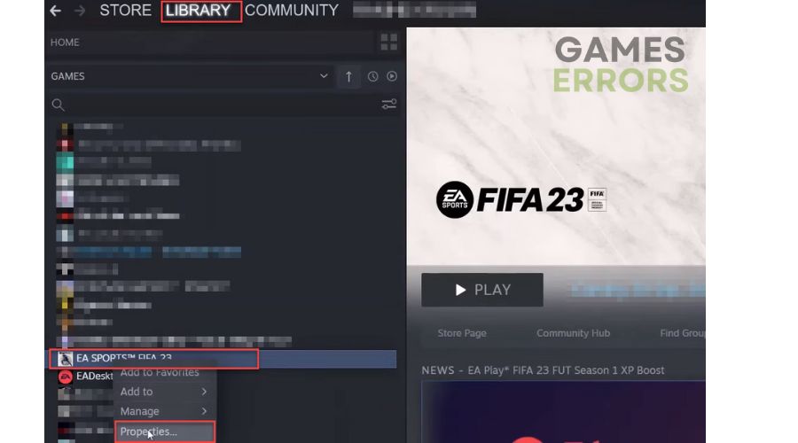 FIFA 23 stuck on loading screen - Steam games library