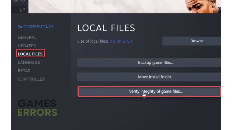 FIFA 23 Steam verify files