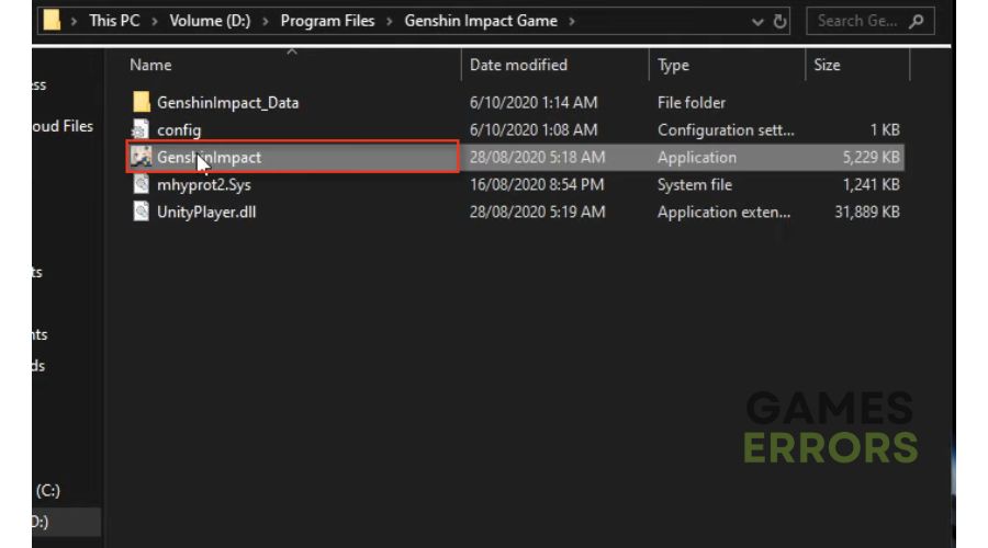 Genshin Impact Failed to Check for Updates Error -  Game Folder