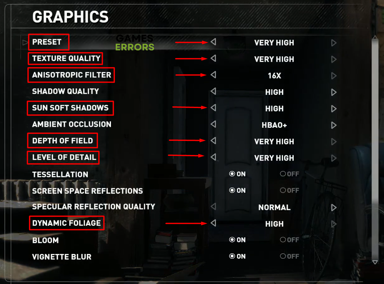 Rise of the Tomb raider graphics settings details