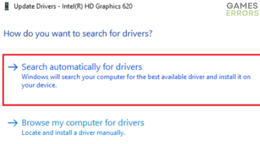 Search automatically for updated drivers