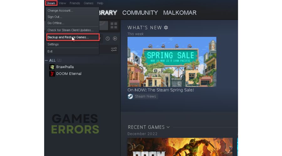 Steam Client Backup Games