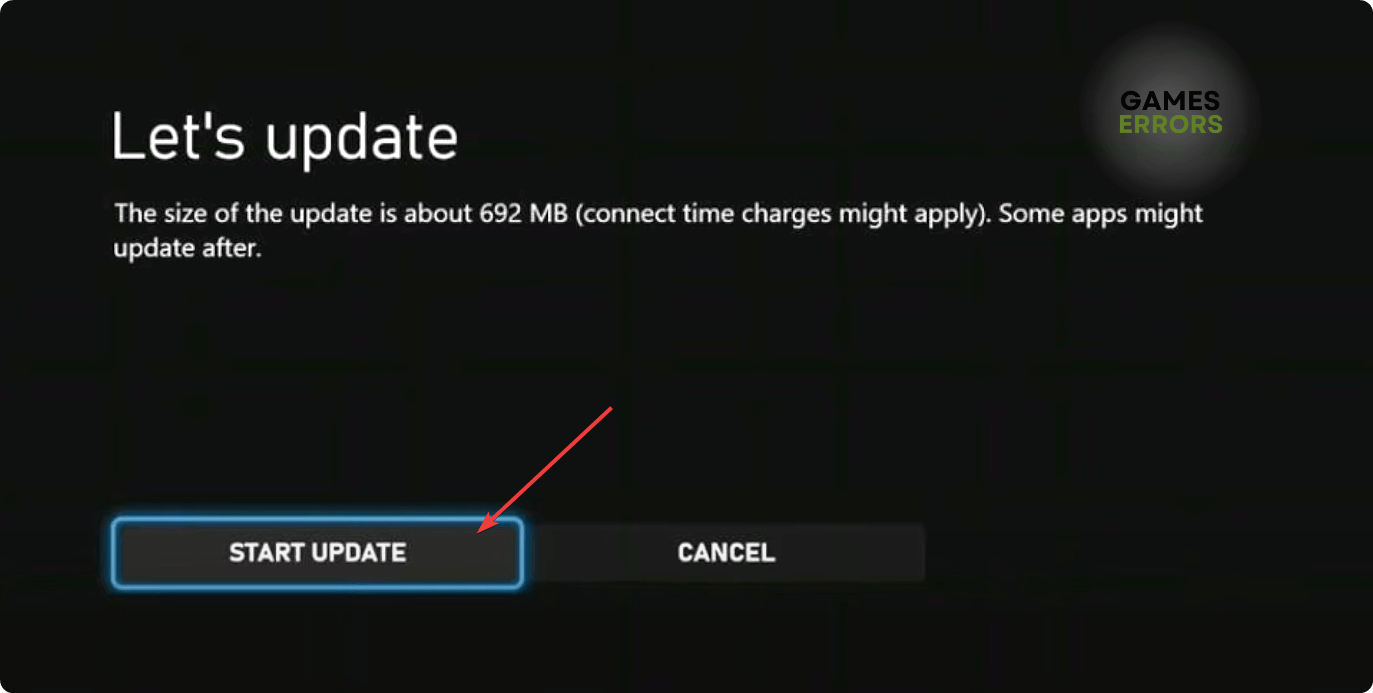 click on start update xbox