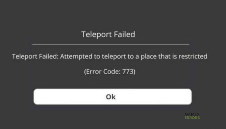 Fix error code 773 in Roblox