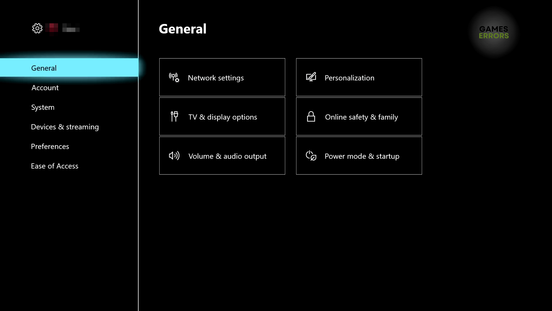 general settings xbox