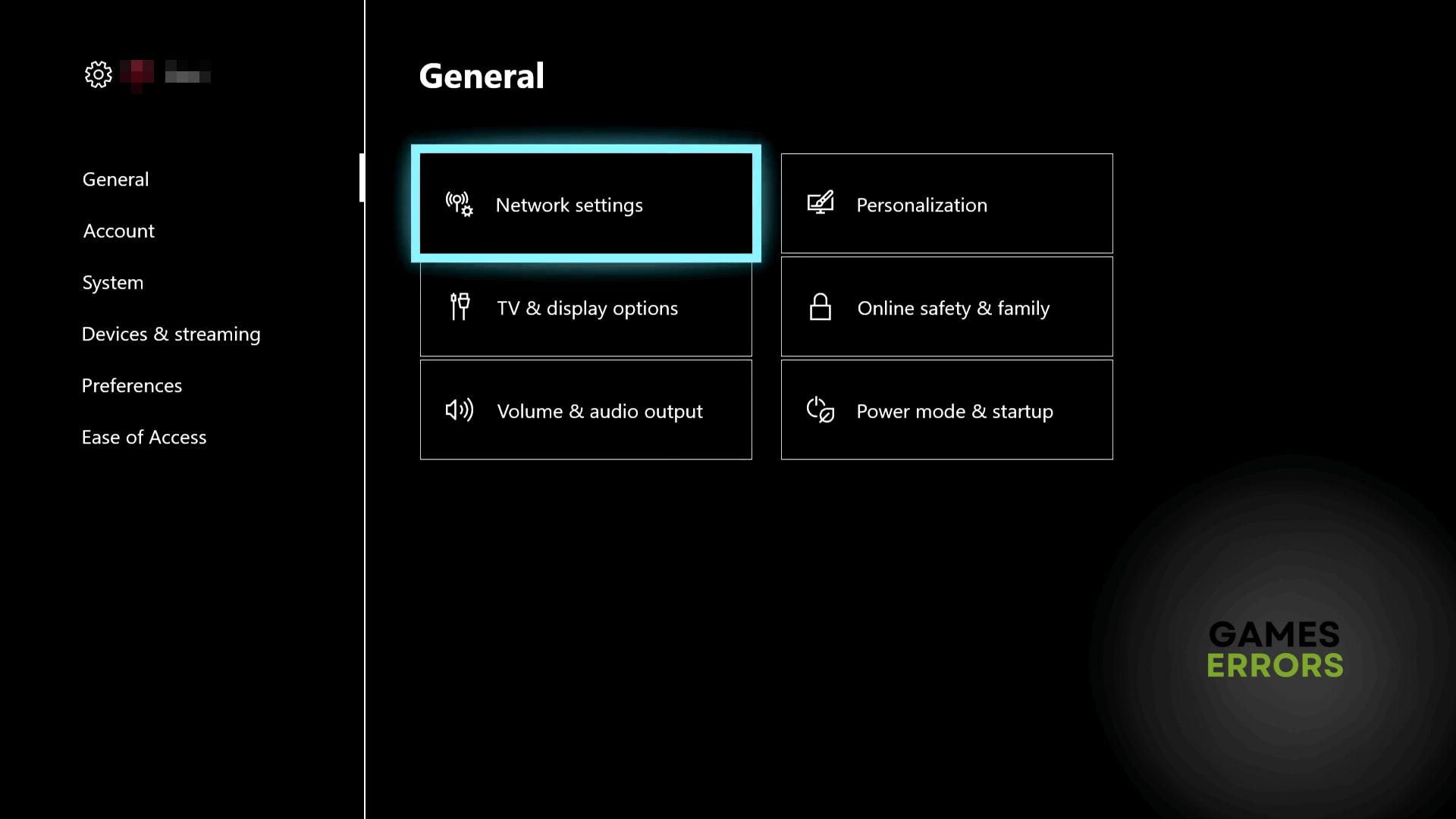 going network settings xbox