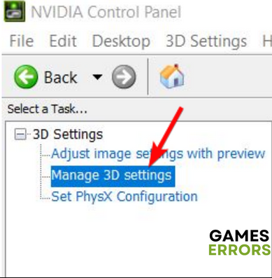open manage 3d settings