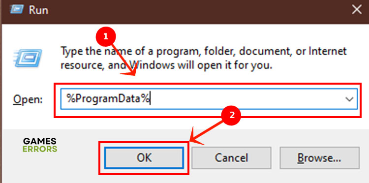 Open program data folder