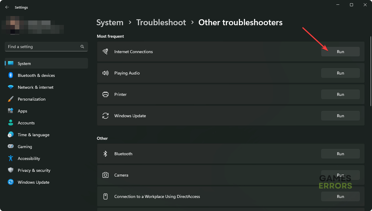 running internet connections troubleshooter windows 11